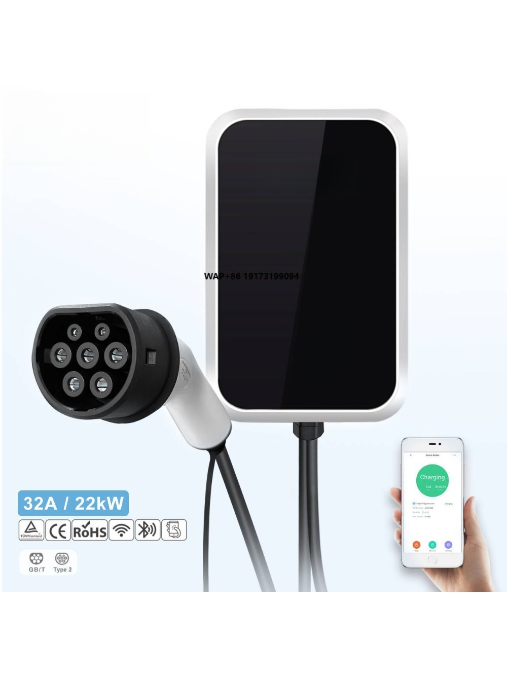 22Kw Wallbox Type 2 Ocpp Rfid - Estação de Carregamento AC para Veículos