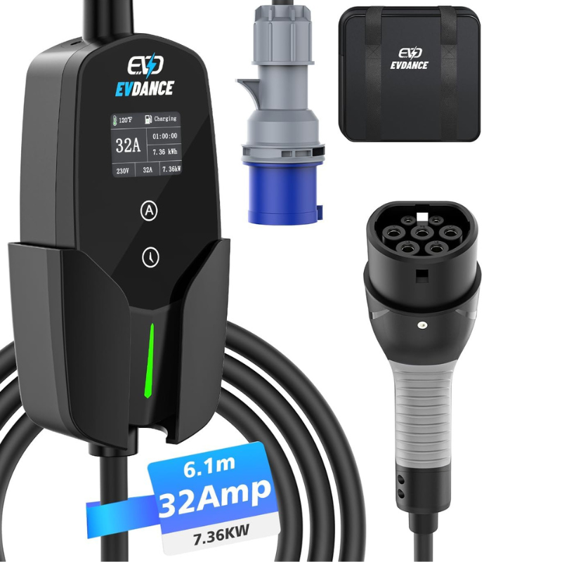EVDANCE-Carregador de Carro El - Portable Ev Charger 32A Type 2 Cee Plug avaliação e preço