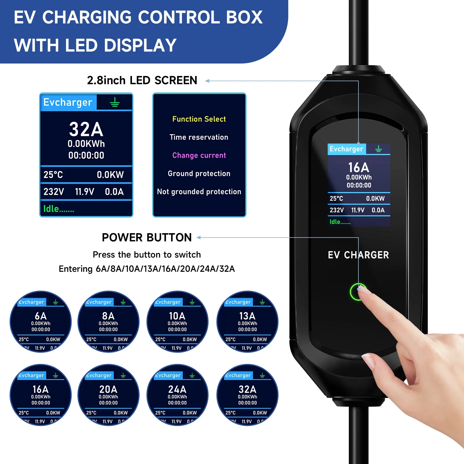 Carregador EV Puppyfc 7.2KW Ti - Portable Ev Charger 32A Type 2 Cee Plug avaliação e preço